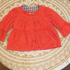 ETT TWA Orange 3/4 sleeve light weight jacket top